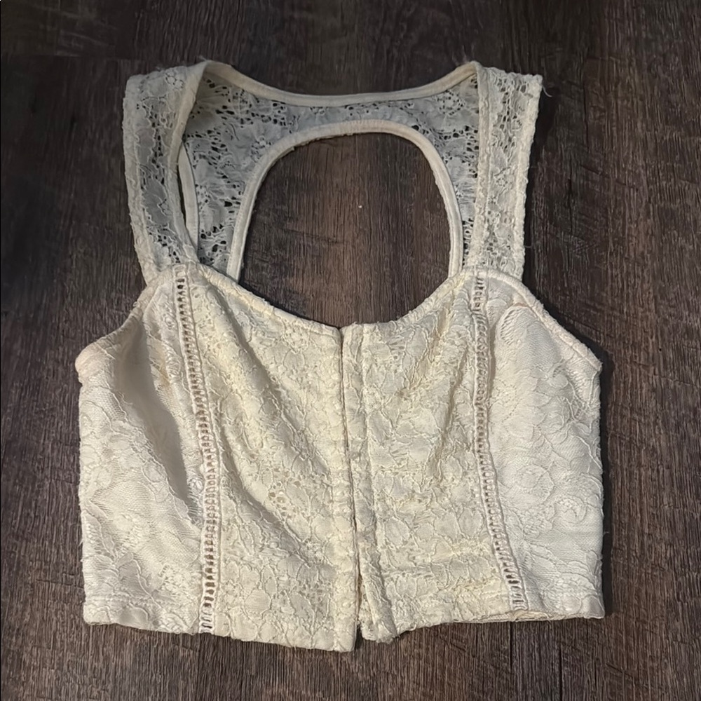 Cream Sleeveless Bustier Crop Top